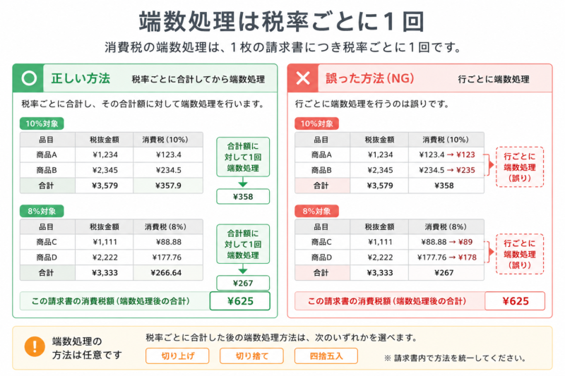 消費税の端数処理は税率ごとに1回であることを示す図