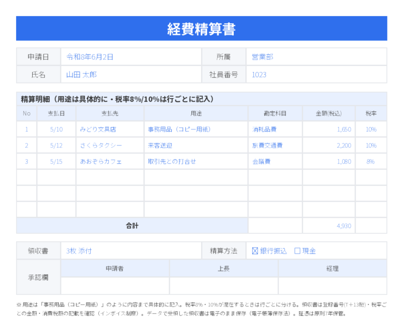 経費精算書