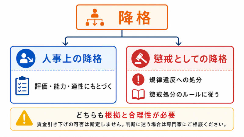降格の2タイプ（人事上・懲戒）の分類図