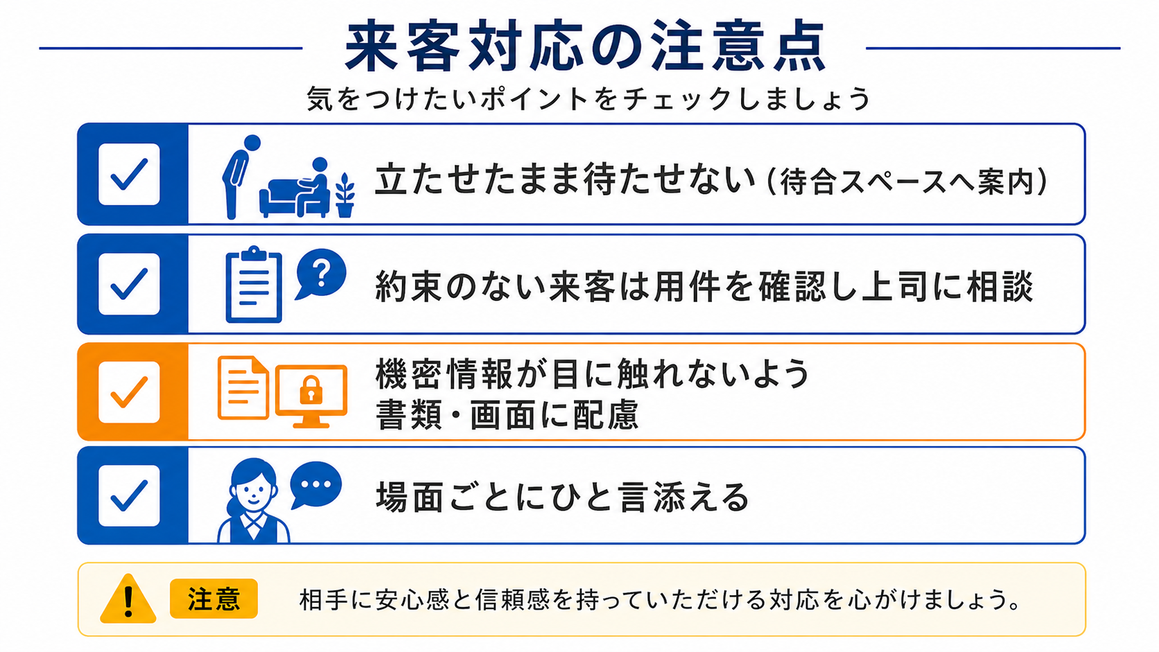 来客対応の注意点チェックリストの図