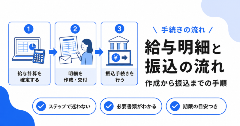 給与明細・賞与明細の作成と振込手続きの流れ