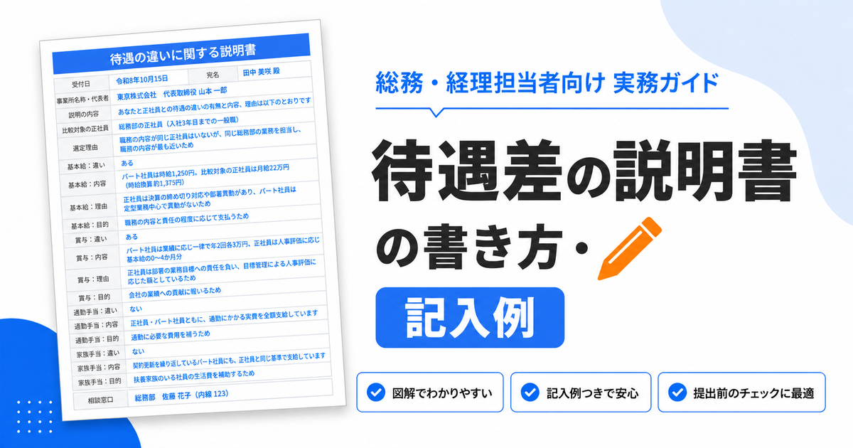 待遇差の説明書の書き方・記入例